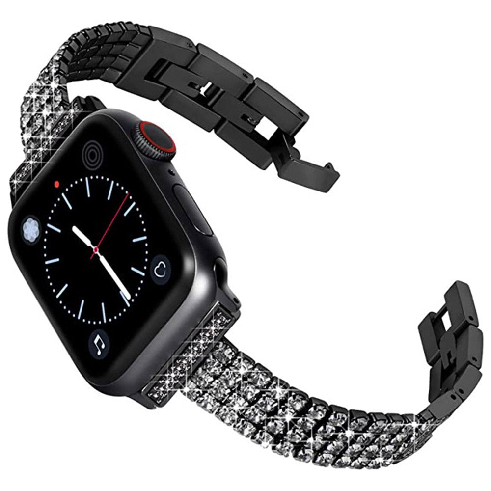 For Apple Watch Series 9 8 7 41mm 6 5 SE SE(2022) SE (2023) 4 40mm 3 2 1 38mm Four Rows Rhinestone Decor Stainless Steel Watch Band Wrist Strap For Apple Watch Series 9 8 7 41mm 6 5 SE SE(2022) SE (2023) 4 40mm 3 2 1 38mm Four Rows Rhinestone Decor Stainless Steel Watch Band Wrist Strap